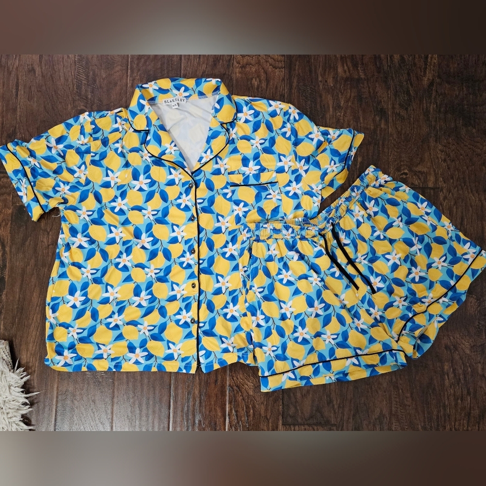 Blakeley Country Summer Luxe Pajama Lounge Set Lemons Large/Xlarge